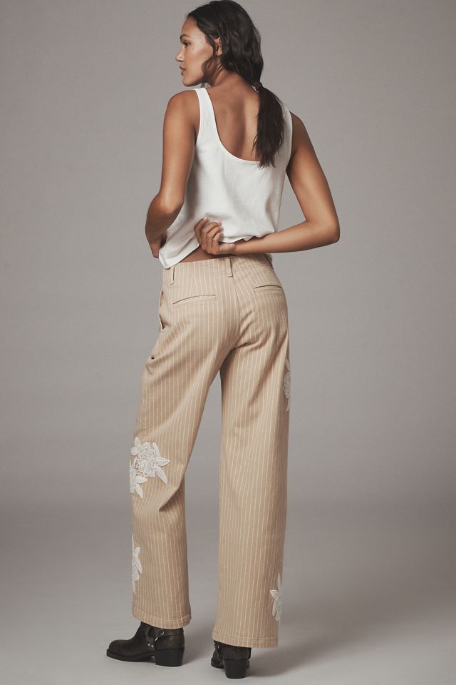 By Anthropologie Lace-Embellished Railroad Pants #4