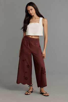 The Somerset Collection By Anthropologie The Somerset Pull-on Pants: Washed Embroidered Edition