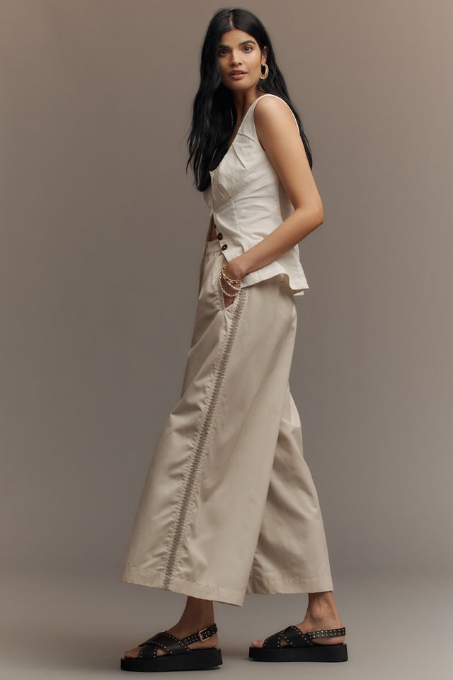 By Anthropologie Pleated Embroidered Trousers #1