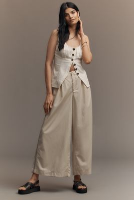 By Anthropologie Pleated Embroidered Trousers