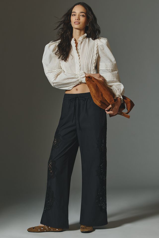 Brooklin Embroidered Track Pants by Maeve #2