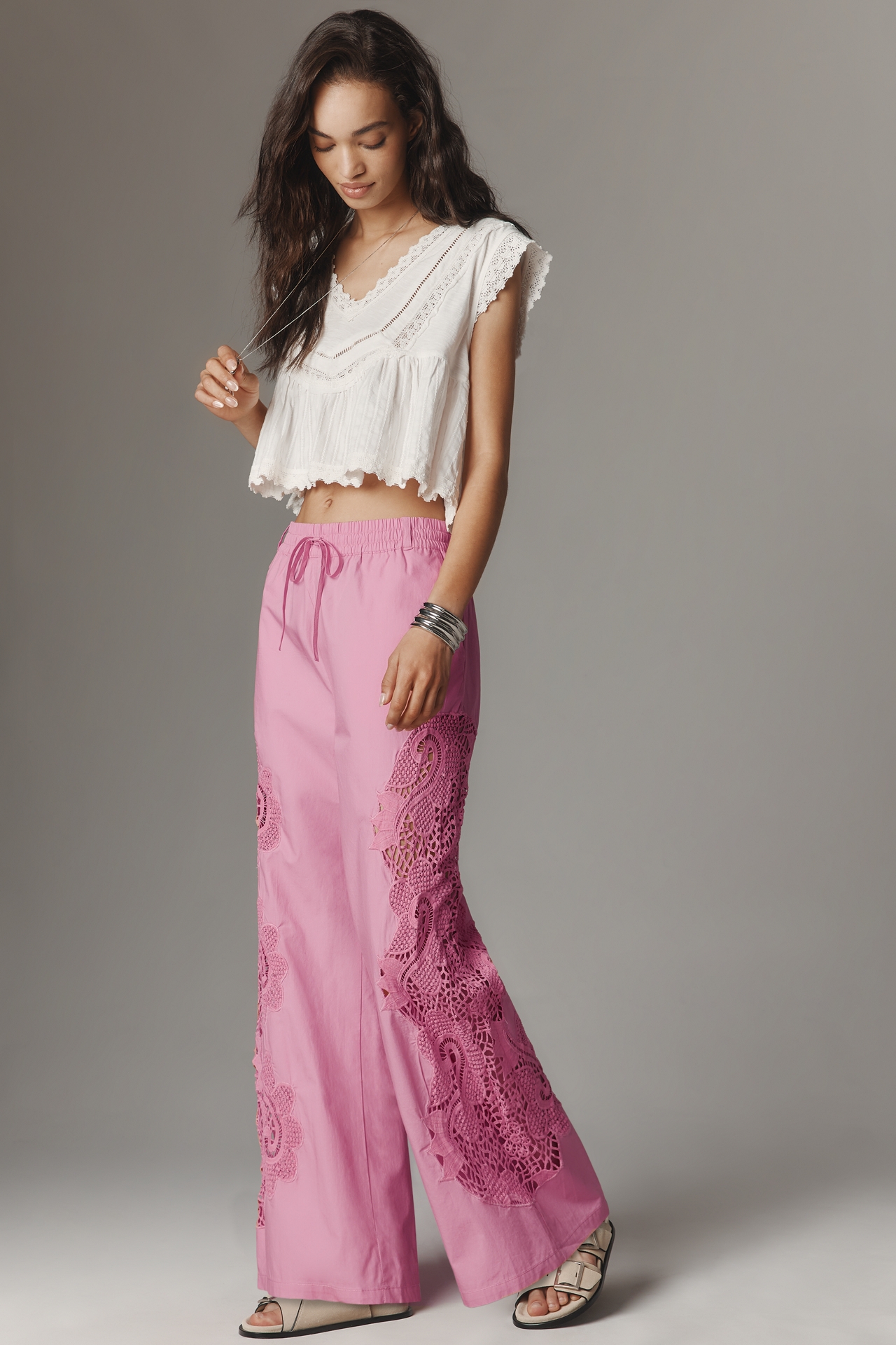 Brooklin Embroidered Track Pants by Maeve