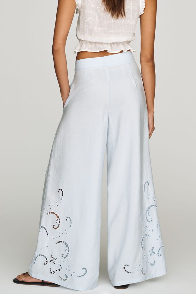 Pantaloni Palazzo con Ricamo a Intaglio By Anthropologie #3