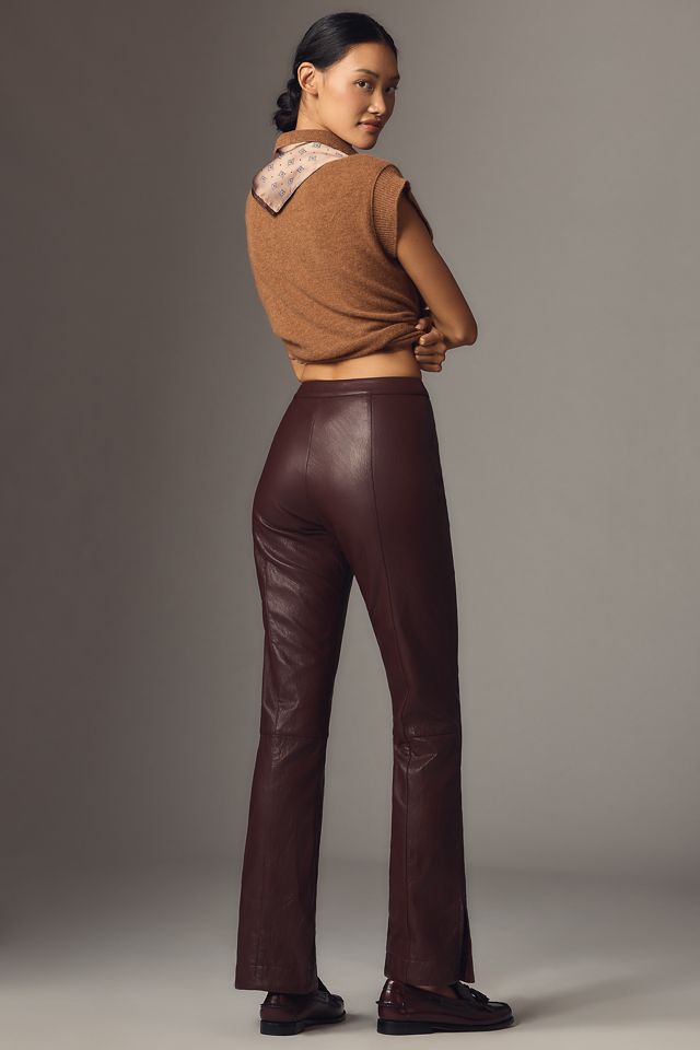 Siempre Faux-Leather High-Rise Flare Trousers #1