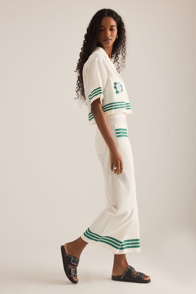 The Tiny Big Sister Stripe Crop Wide-Leg Trousers #1