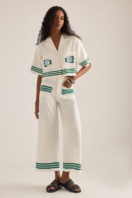 The Tiny Big Sister Stripe Crop Wide-Leg Trousers