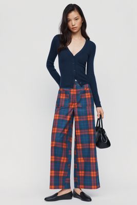 The Tiny Big Sister Checked Mid-Rise Wide-Leg Pants
