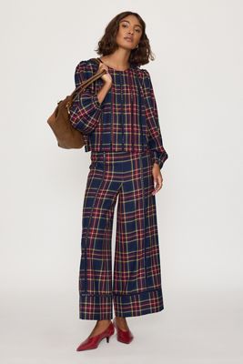 The Tiny Big Sister Karierte Hose mit weitem Bein