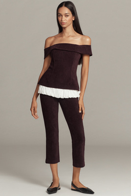 Maude Club Jade Cropped Pants In Brown