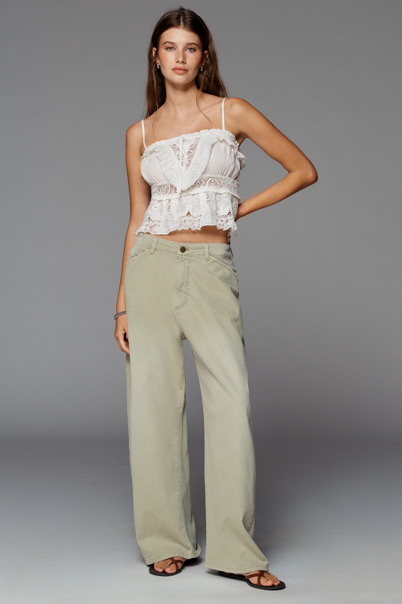 Kayden Chino High Rise Barrel Pants by Pilcro