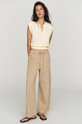 Pilcro Izzie Relaxed Pull-on Barrel Pants In Sand