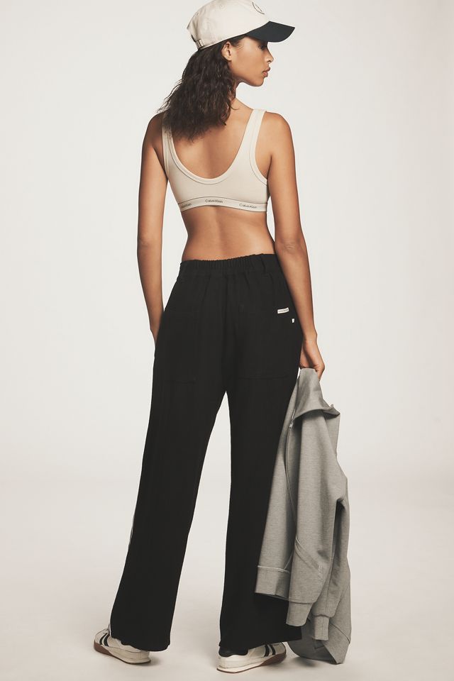 パンツ Cotton-And-Linen-Blend Track Pants LNX Womens Linen Pants High Waisted Wide Leg Drawstring