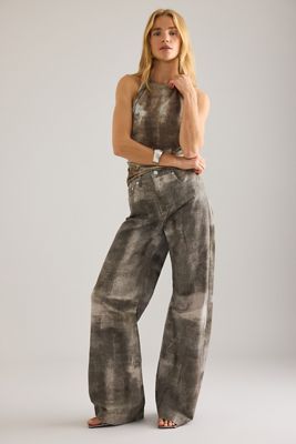 Jeans a Gamba Larga a Vita Alta Stampati Emelen Gestuz