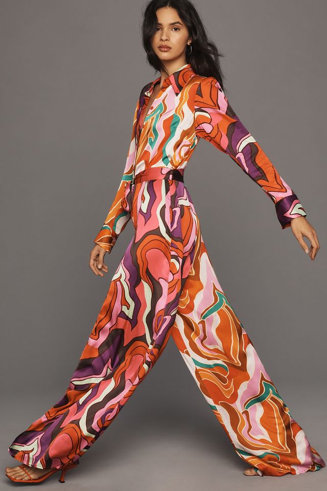 Corey Lynn Calter Mixed Print Buttondown Jumpsuit