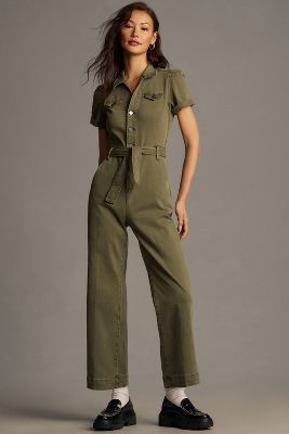 Shop Paige Anessa Short-sleeve Jumpsuit In Green