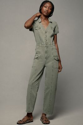 Shop Paige Alexis Cargo Jumpsuit In Green