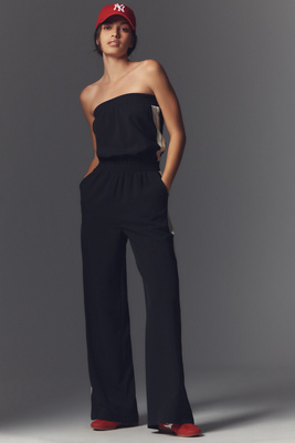Bishop + Young Strapless Stripe Jumpsuit In Black