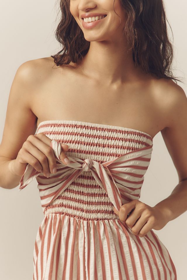 Bishop + Young Elva Strapless Tie-Front Striped Jumpsuit #1