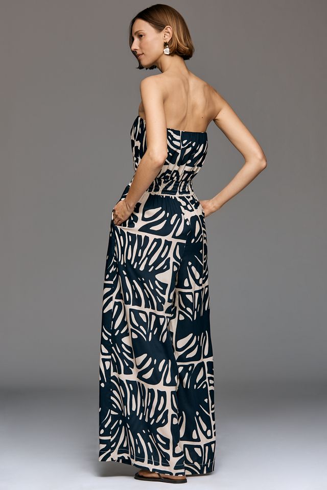 Cacay Printed Strapless Wide-Leg Jumpsuit | Anthropologie
