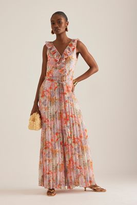 Tuta Jumpsuit a Gamba Larga Plissettata con Volant Kachel