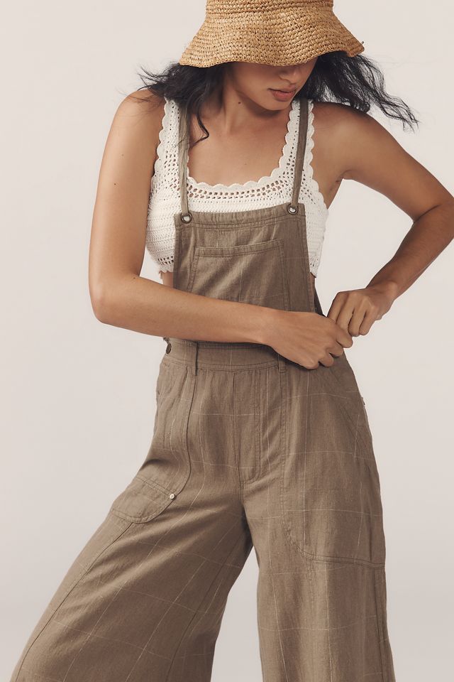 Pilcro Carpenter Wide-Leg Linen Cotton Jumpsuit