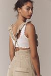 By Anthropologie Ruffle-Strap Washed Chino Overalls