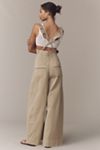 By Anthropologie Ruffle-Strap Washed Chino Overalls