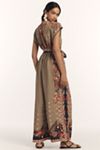 Ranna Gill Linen Blend V-Neck Printed Wrap Wide-Leg Jumpsuit