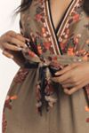 Ranna Gill Linen Blend V-Neck Printed Wrap Wide-Leg Jumpsuit