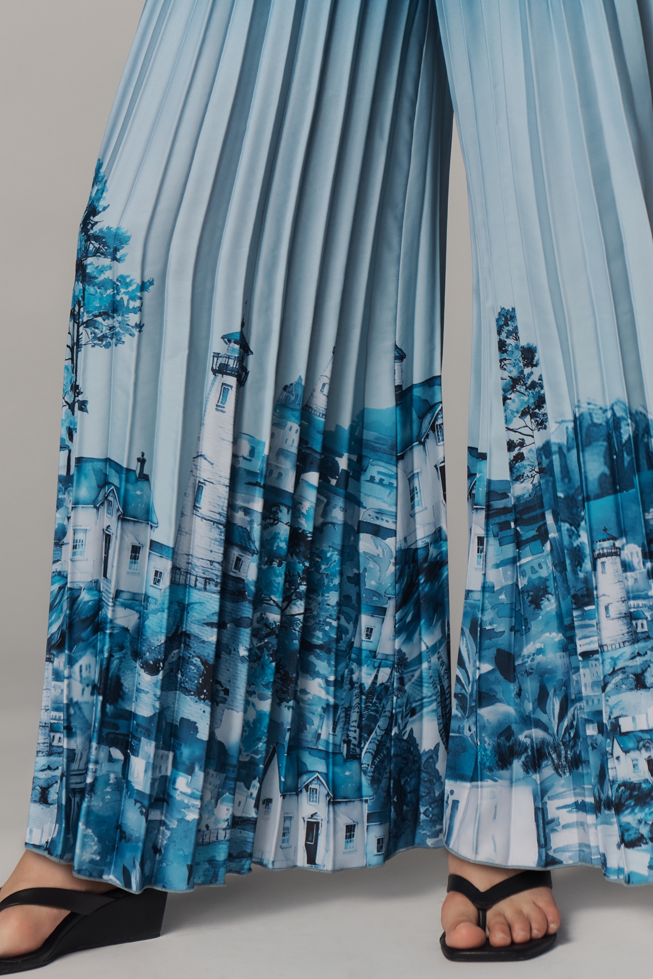 Ranna Gill Rome Pleated Mock-Neck Jumpsuit