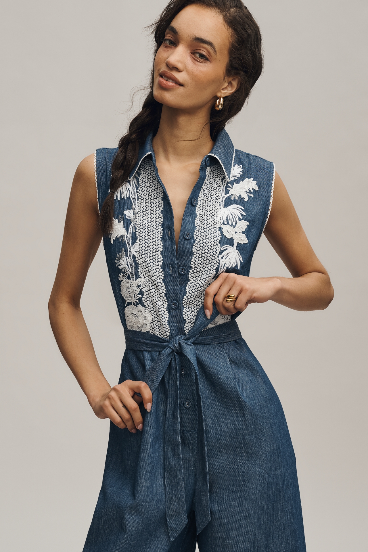 Ranna Gill Lace Denim Jumpsuit