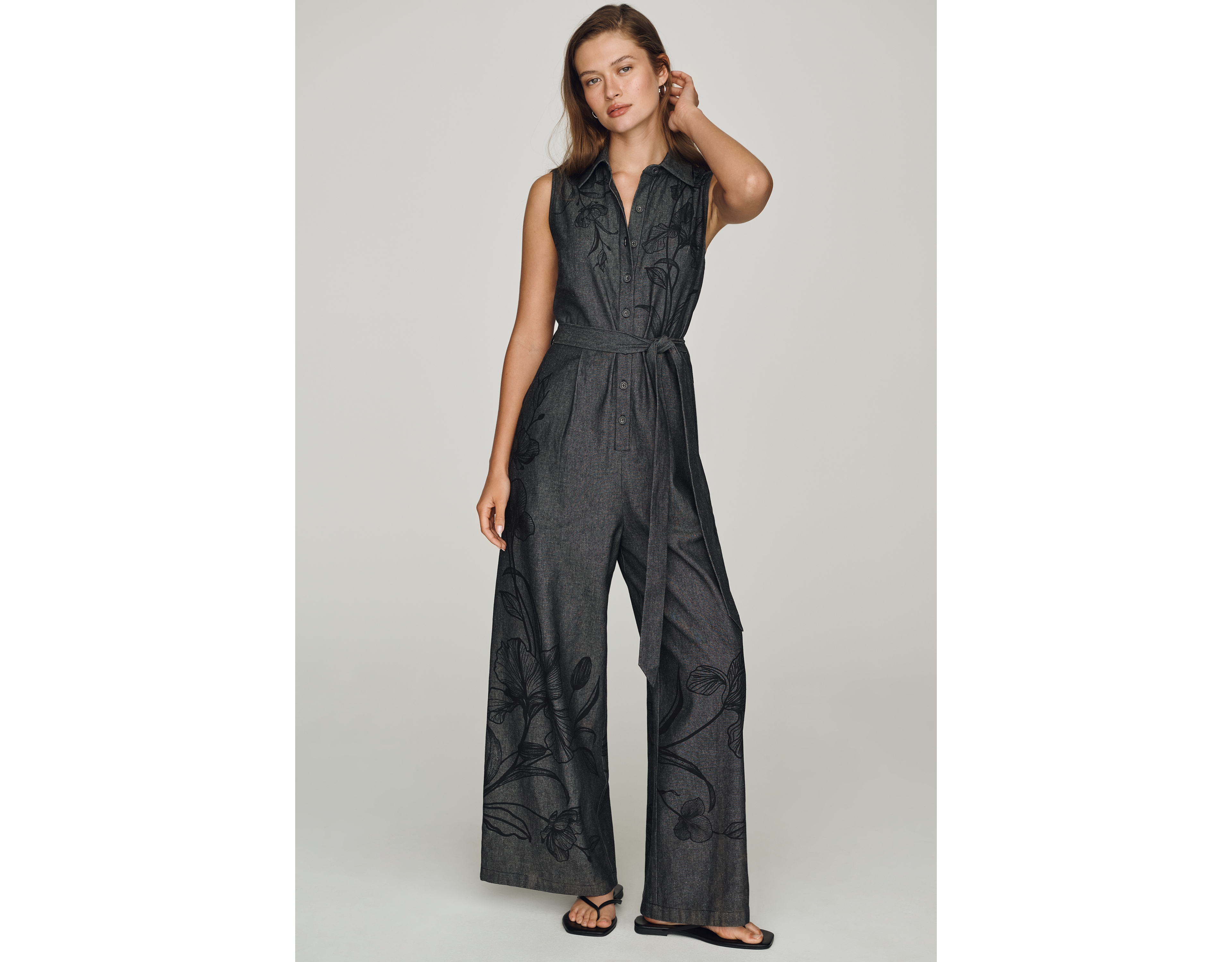 Ranna Gill Denim Wide-Leg Jumpsuit