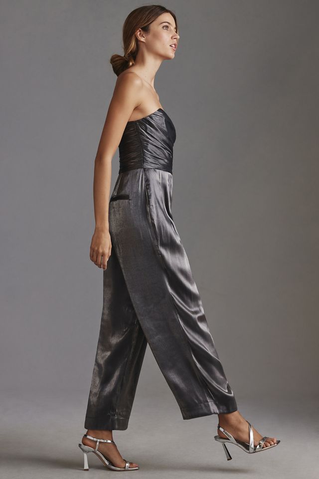 By Anthropologie Strapless Shine Jumpsuit #3