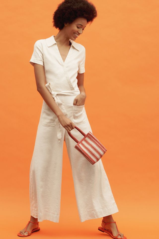 Maeve Short-Sleeve Wrapped Culotte Jumpsuit #3