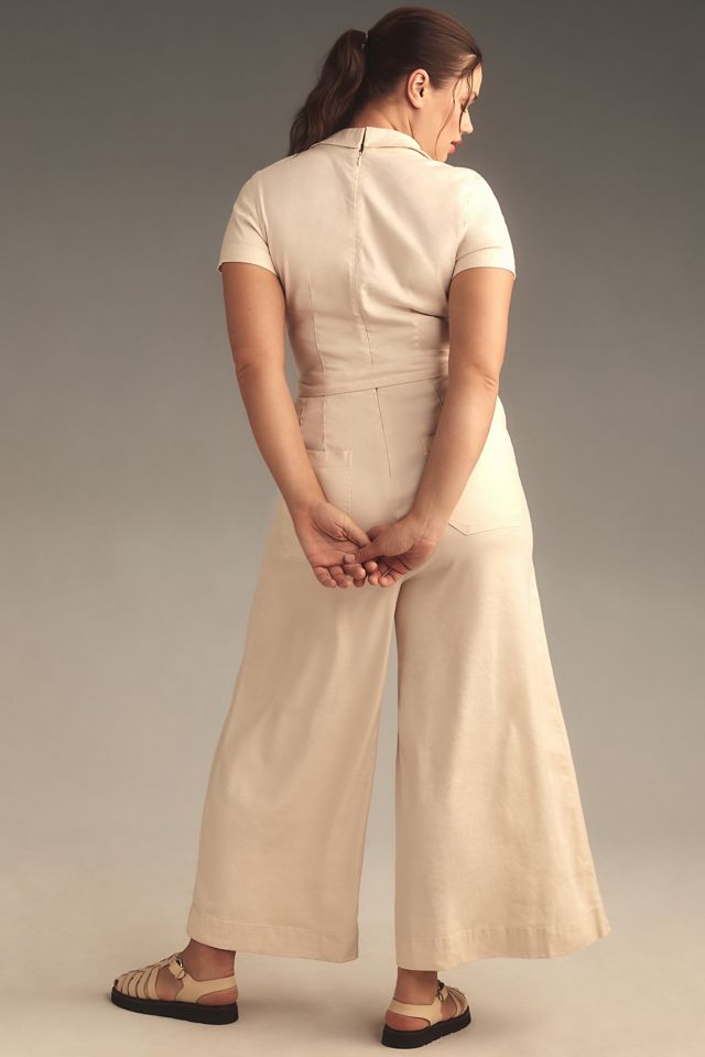 Maeve Short-Sleeve Wrapped Culotte Jumpsuit #6