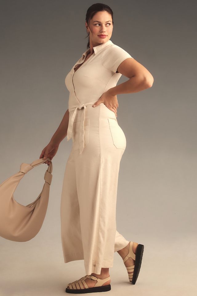 Maeve Short-Sleeve Wrapped Culotte Jumpsuit #4
