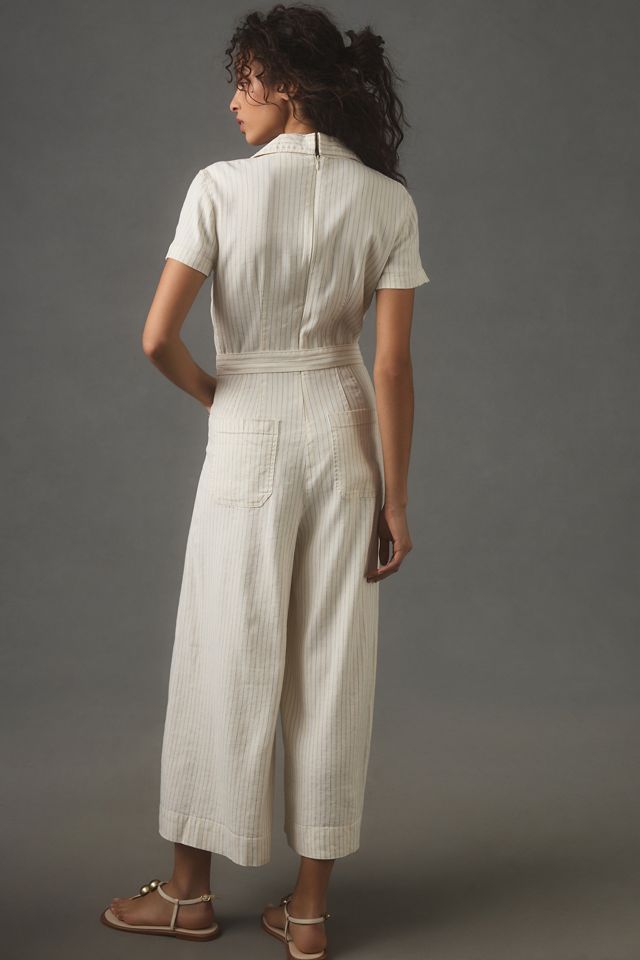 The Colette Wrap Jumpsuit by Maeve: Striped Linen Edition #1