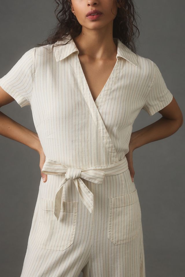 The Colette Wrap Jumpsuit by Maeve: Striped Linen Edition #2