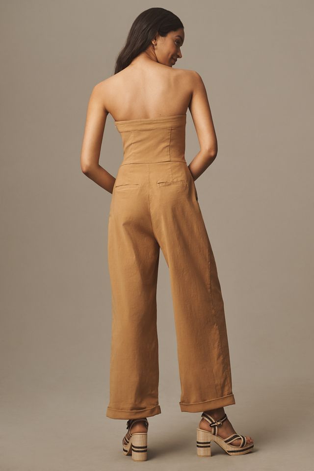 By Anthropologie Strapless Crop Jumpsuit #1