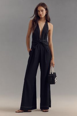 Linen Halter Bow Jumpsuit