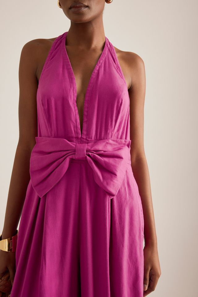 Maeve Linen Halter Bow Jumpsuit #4