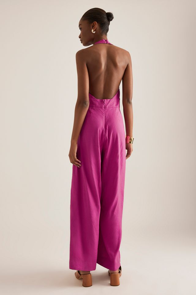 Maeve Linen Halter Bow Jumpsuit #5