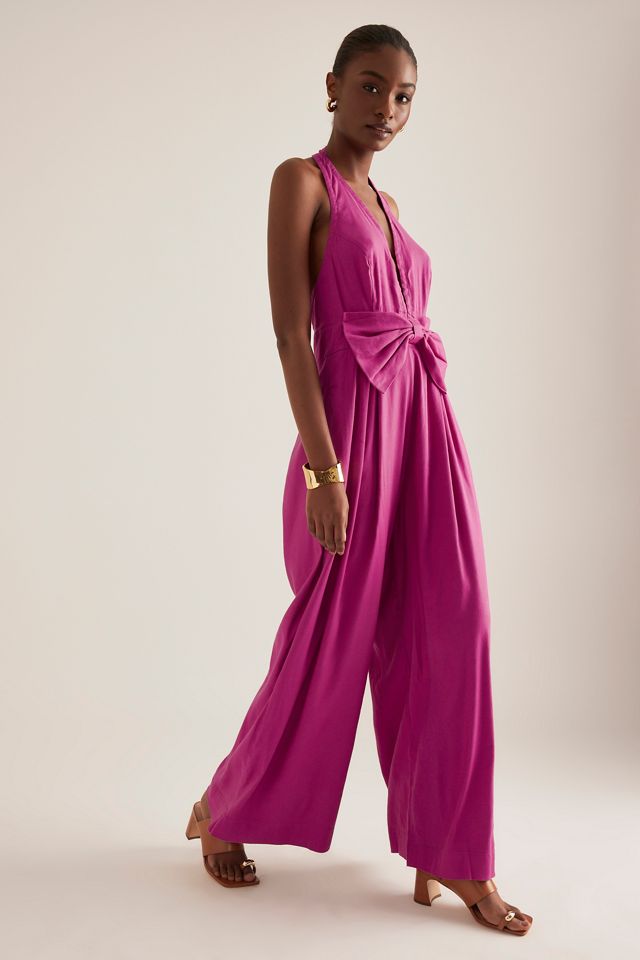 Maeve Linen Halter Bow Jumpsuit #2