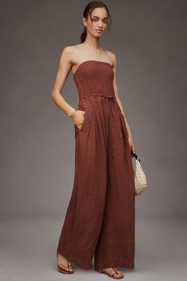 Linen Strapless Trouser Jumpsuit