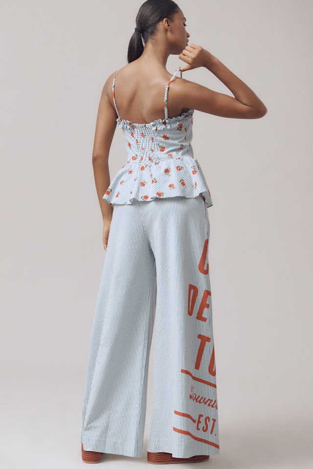 Maeve Wide-Leg Peplum Linen Sleeveless Jumpsuit #1