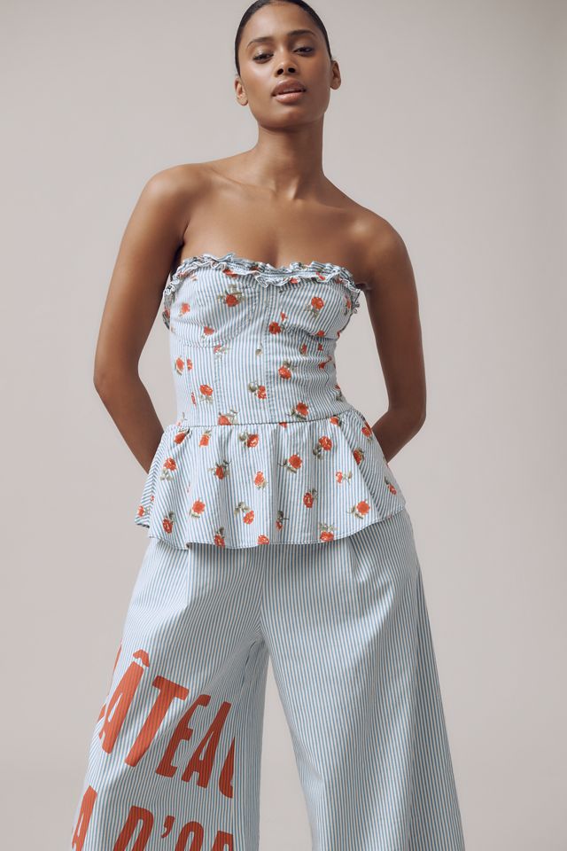 Maeve Wide-Leg Peplum Linen Sleeveless Jumpsuit #2