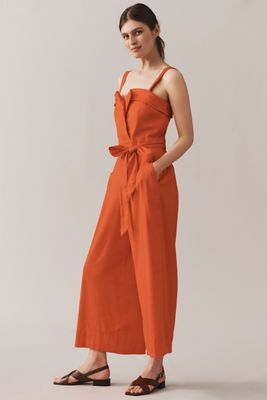 Maeve Belted Wide-Leg Linen Blend Jumpsuit