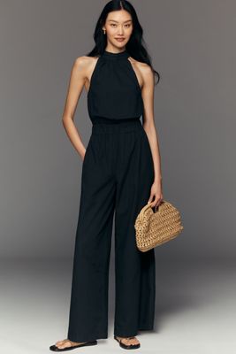 Let Me Be CMS Cotton Halter Jumpsuit 