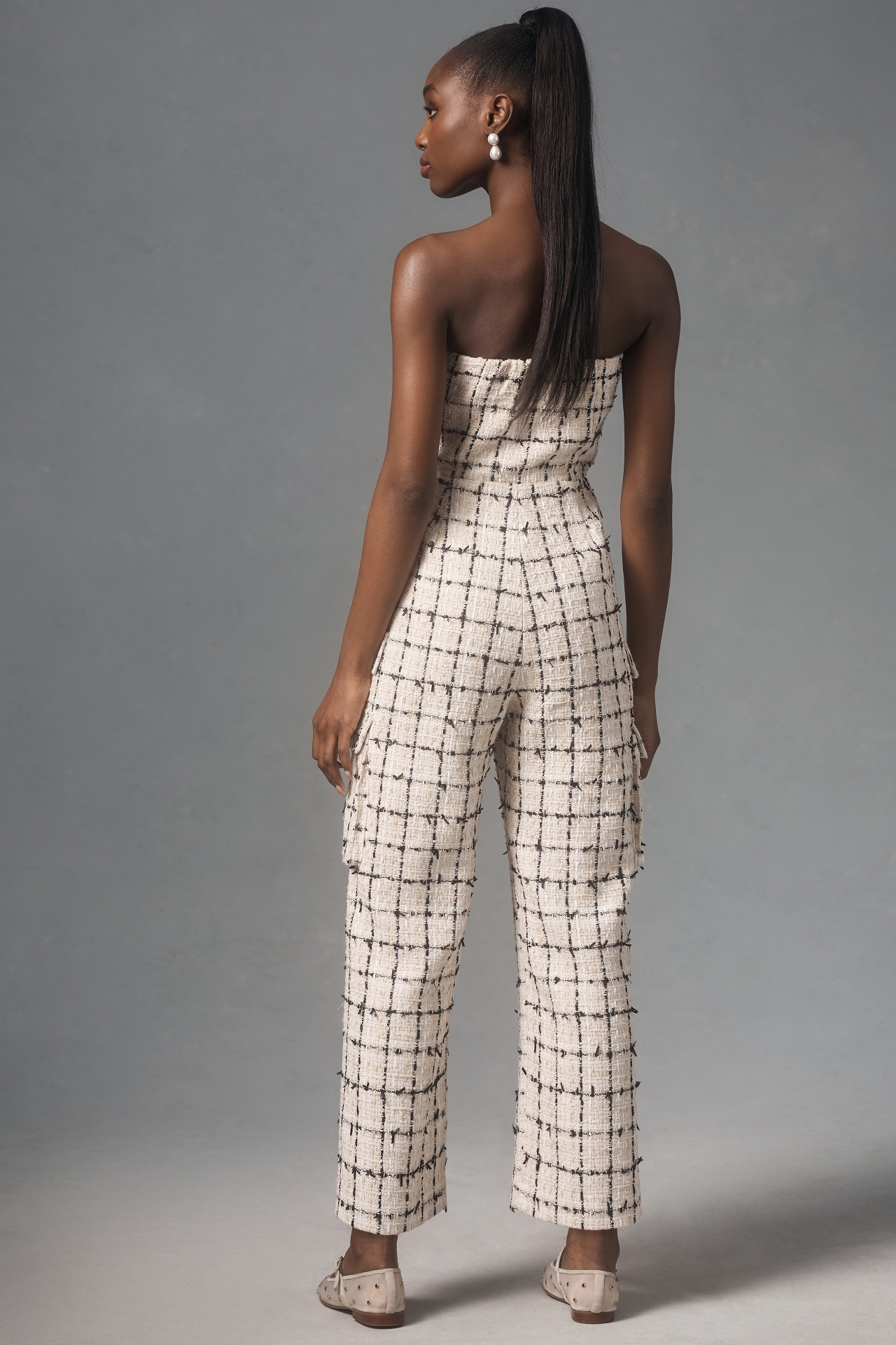 English Factory Tweed Strapless Jumpsuit