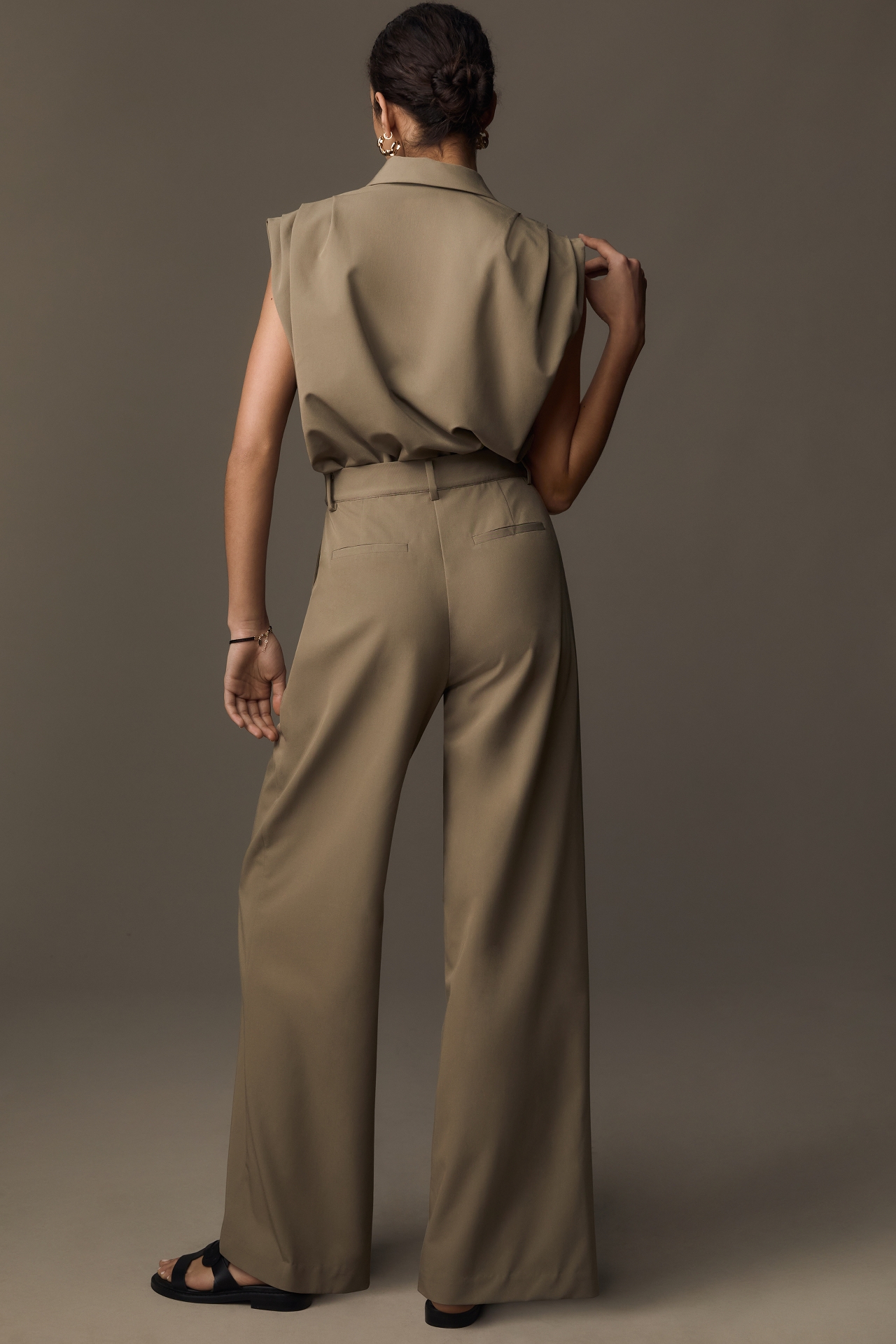 English Factory Sleeveless Pleated Jumpsuit